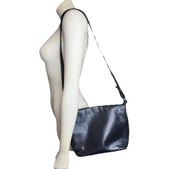 Lancel Black Embossed Leather Bag - Picture 1 of 8